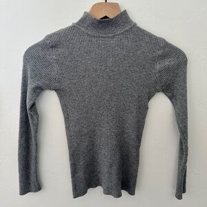 Gray Ribbed Mock Turtleneck